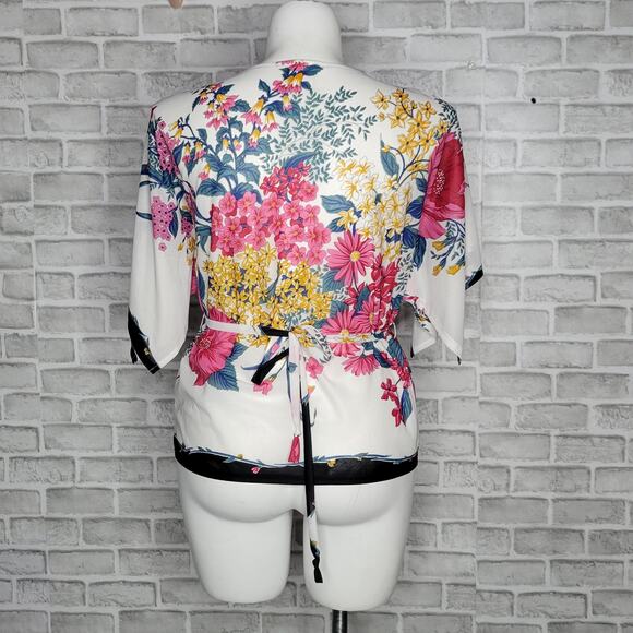 Vintage Sears Volup Flutter Split Sleeve Floral Blouse, Sz 14 - Picture 4 of 6